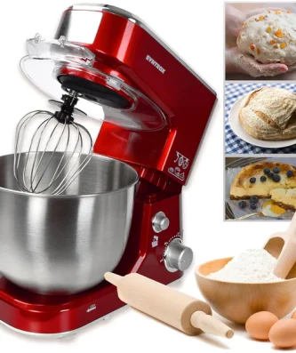 Mélangeur malaxeur robot acier inoxydable 5 litres rouge Syntrox