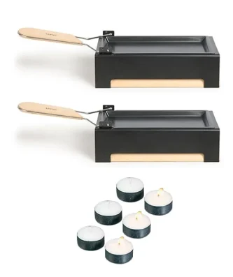 Kit 2 raclettes à la bougie MEN395 et 6 bougies chauffe-plat