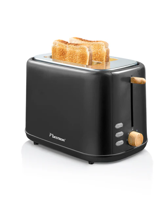 Toaster grille-pain 2 tranches noir et bois Bestron