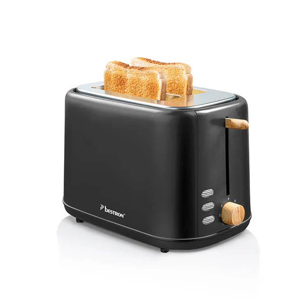 Toaster grille-pain 2 tranches noir et bois Bestron