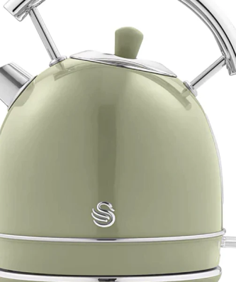 Retro Bouilloire, 1,8 L, Acier Inoxydable sans BPA, Résistance Cachée, sans Fil 3000 Vert SK14630GNEU