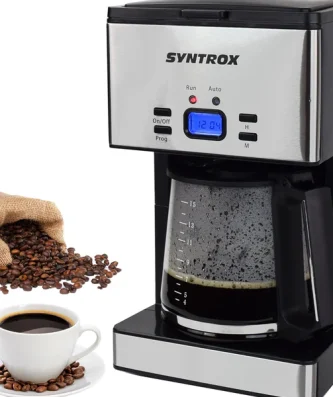 Machine à café en acier inoxydable avec minuterie Syntrox