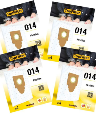 Lot de 4 packs de 4 sacs aspirateur 64014 pour Firstline Premium TopFilter