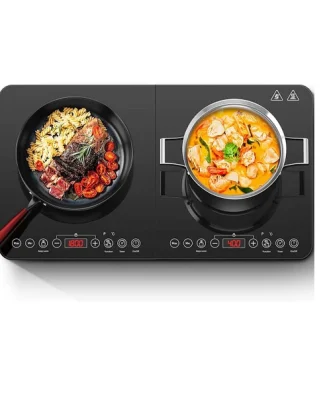 Plaque de cuisson à induction double en verre cristal 3500W noir Vendos85
