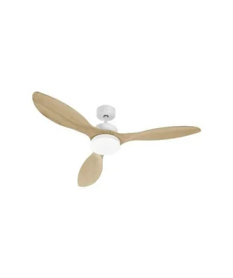 Oklahoma Blanc & Bois - Ventilateur De Plafond ø137cm 100w + éclairage Led Farelek