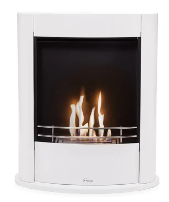 Cheminée à l'éthanol au sol en acier blanc Purline