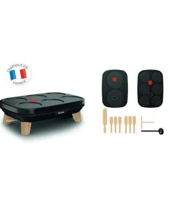Py900d12 Gourmet Crepiere Deux Plaques Amovibles Antiadhesives Temperature Reglable Multi Usage Crepes, Galettes, Pancakes Tefal