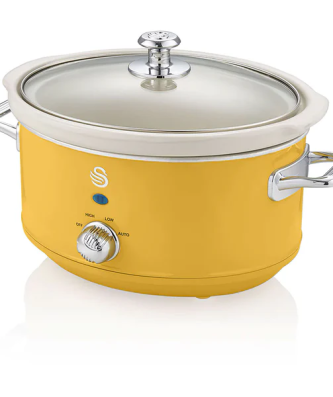 Retro Mijoteuse 3,5L Poêle Amovible en Céramique Antiadhésive, Vintage 200 Jaune SF17021YELNEU