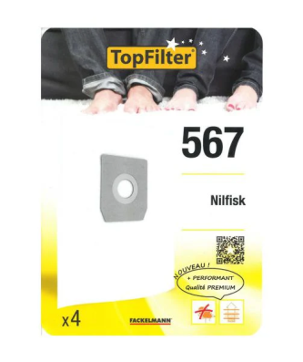 Lot de 4 sacs aspirateur Nilfisk Premium TopFilter