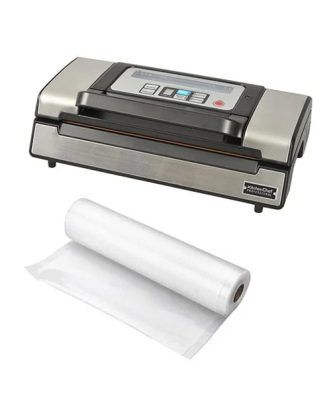 Lot appareil à emballer sous vide semi-pro soudure et rouleau 10 mètres de sachets à découper Kitchen Chef Professional