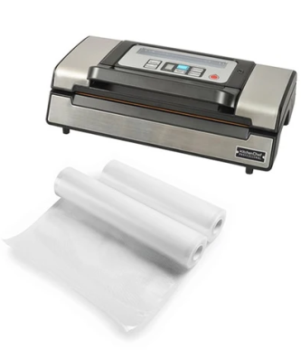 Lot appareil à emballer sous vide inox brossé KCPSV60S et 2 rouleaux de sachets à découper