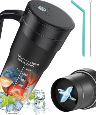 Blender électrique portable Smoothie 0,47L 150W avec USB rechargeable noir Vendos85