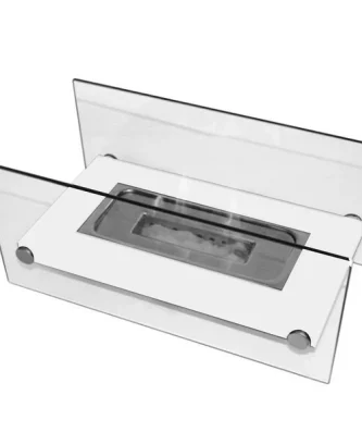 Cheminée de table à l'éthanol en métal blanc Purline