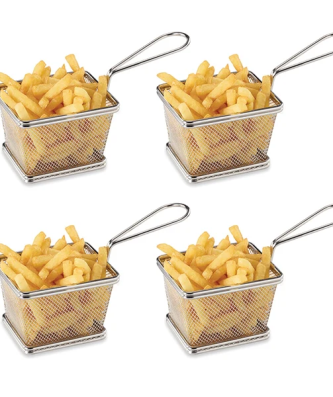 Lot 4 Paniers à frites individuels en inox Mathon