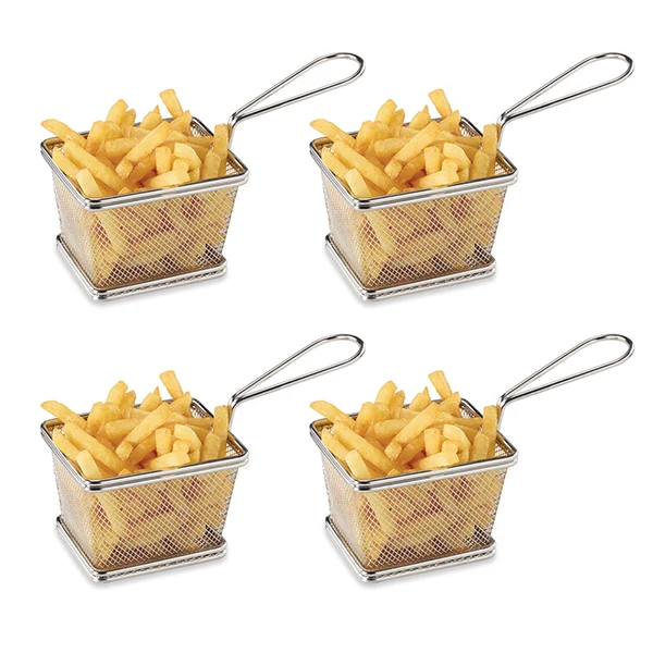 Lot 4 Paniers à frites individuels en inox Mathon