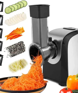 Hachoir électrique avec 4 cônes interchangeables différents gris noir Vendos85