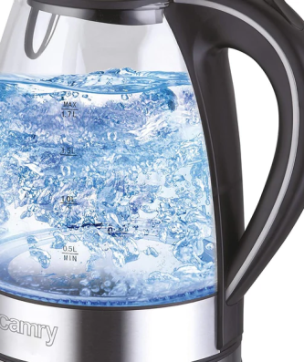 bouilloire électrique de 1,7L 2000W transparent gris noir Camry