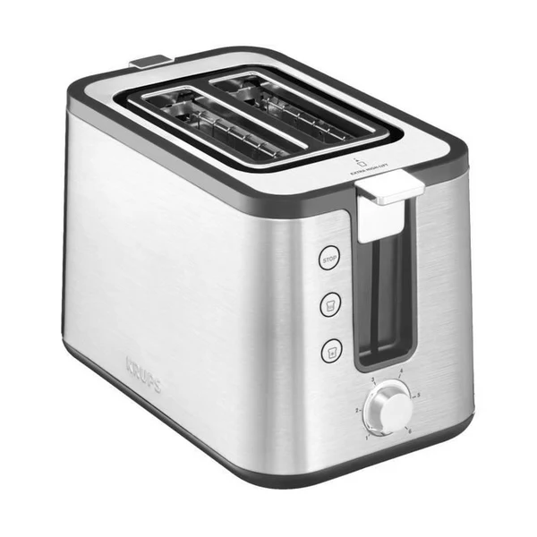 Kh442d10 Control Line Grille-pain Inox, Toaster 2 Fentes Larges, Remontee Extra Haute, Fonctions Rechauffage Et Decongelat Krups