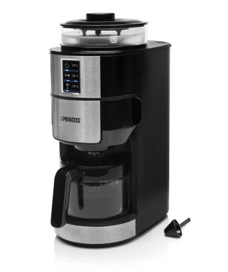 cafetière électrique de 0,75L avec broyeur intégré 750W gris noir Princess