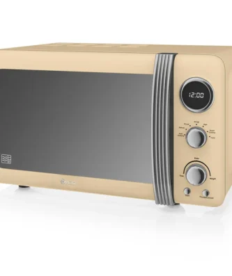 Retro Micro-ondes Numérique 20L, 5 Niveaux Puissance, Décongélation, Minuterie 800 Crème SM22030CNEU