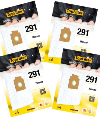 Lot de 4 packs de 4sacs aspirateur 64291 pour Hoover Premium TopFilter