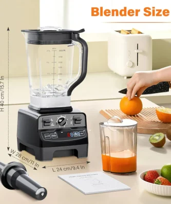 Blender électrique Smoothie Professionnel 33000r/min 2000W noir Vendos85