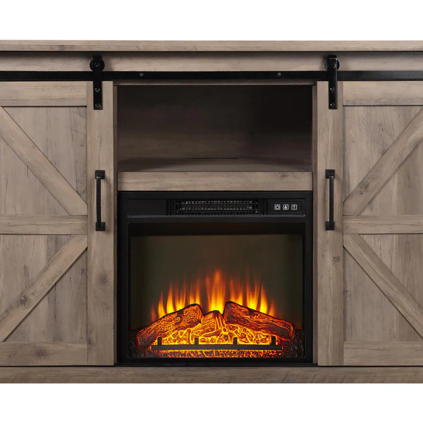 Buffet rustique avec cheminée électrique 2000W Purline