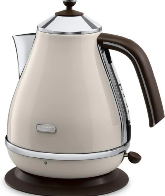 bouilloire électrique de 1,7L sans fil style rétro 2000W beige Delonghi