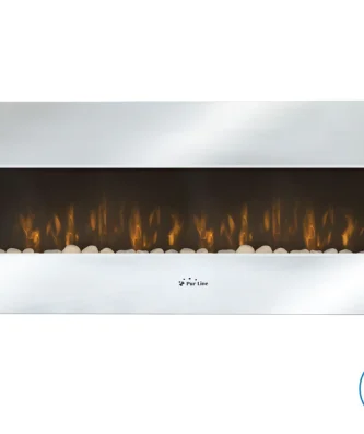 Cheminée murale électrique en verre trempé noir effet miroir Purline