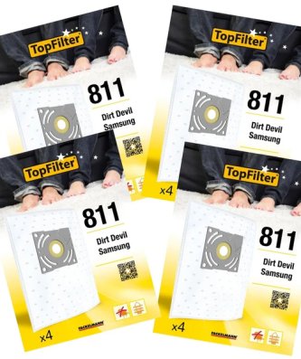 Lot de 4 packs de 4 sacs aspirateur 64811 Samsung et Dirt Devil Premium TopFilter