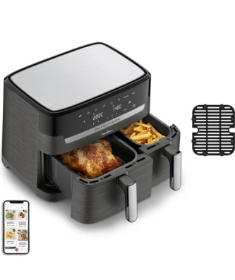 Friteuse Sans Huile 2 Tiroirs, Friteuse A Air Et Gril, 8 Programmes, Air Fryer, Dual Easy Fry&grill Ez905b20 Moulinex