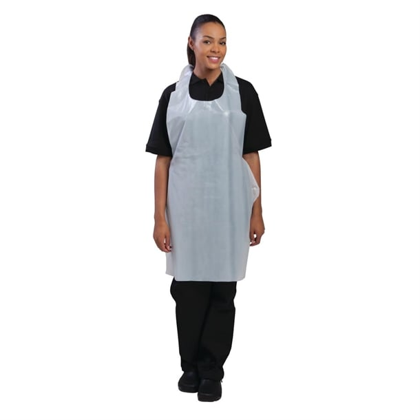 White 14.5 Micron Disposable Polyethylene Aprons (Pack of 100)