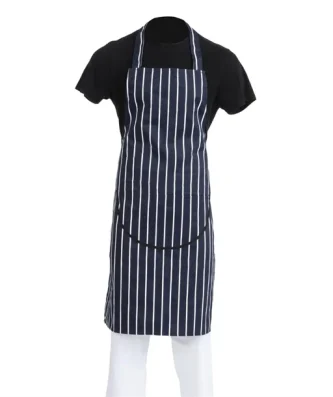 Tablier bavette avec poche Whites rayé marine et blanc