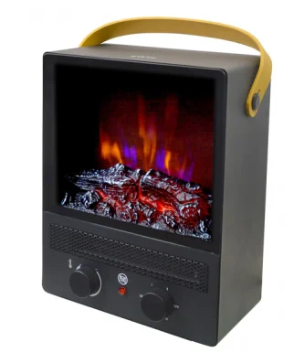 Cheminée électrique portable en acier noir et pieds Purline