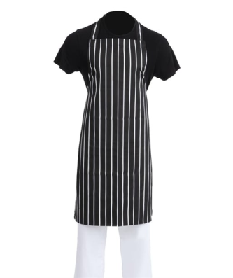 Whites black and white striped bib apron