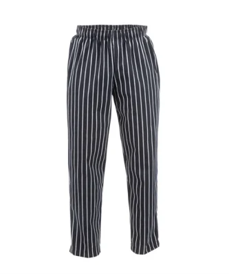 Pantalon de cuisine mixte Baggy Chef Works rayé noir et blanc XL