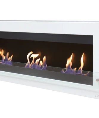 Cheminée à l'éthanol grand format avec 3 feux et verre décoratif Purline