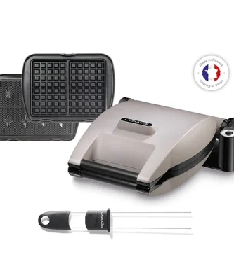 Gaufrier électrique Premium Gaufres® MINERAL 2 plaques + pique à gaufres Lagrange