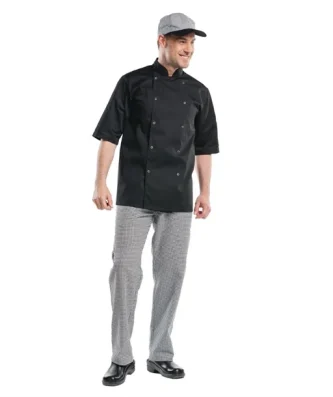 Veste de cuisine mixte Chaud Devant Hilton Poco manches courtes noire XS