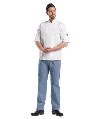 Veste de cuisine mixte Chaud Devant Hilton Poco manches courtes blanche