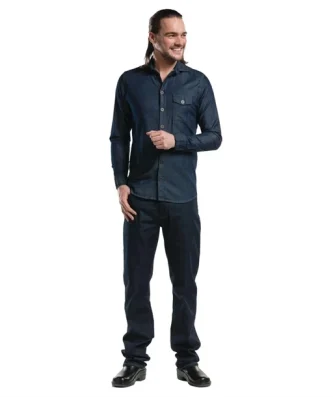 Chemise homme denim stretch Chaud Devant bleue 3XL