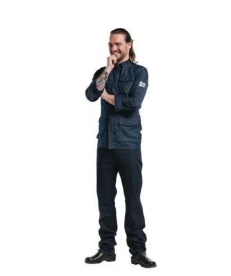 Veste de cuisine mixte denim stretch Chaud Devant Parka bleue