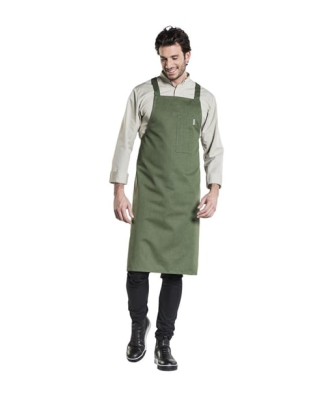 Tablier bavette croisé mixte Chaud Devant Nordic vert 75x100 cm