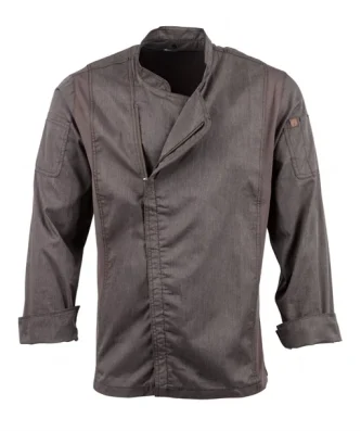 Veste de cuisine mixte légère à fermeture éclair Hartford Chef Works Urban gris graphite M