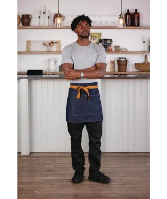 Tablier serveur Southside denim bleu et ceinture ocre