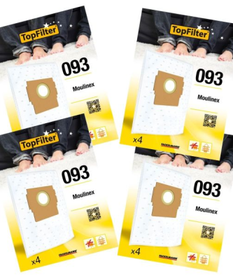 Lot de 4 packs de 4 sacs aspirateur 64093 pour Moulinex Premium TopFilter