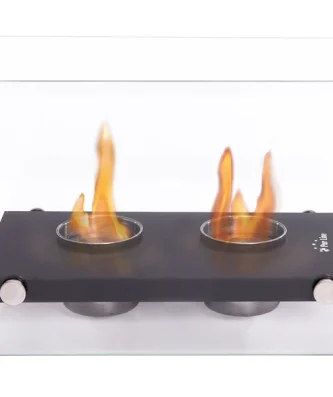 Cheminée éthanol de table en métal avec double flamme Purline