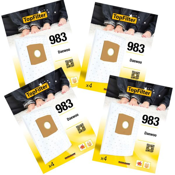 Lot de 4 packs de 4 sacs aspirateur 64983 pour Daewoo Premium TopFilter