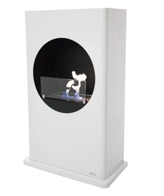 Cheminée à l'éthanol au sol en acier laqué blanc Purline