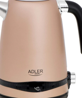 bouilloire électrique de 1,7L avec affichage LCD et contrôle de la température 2200W beige noir Adler